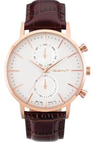 Gant Meeste käekell, Park Hill, Pruun nahkrihm, Valge/Kuldne, 44 mm